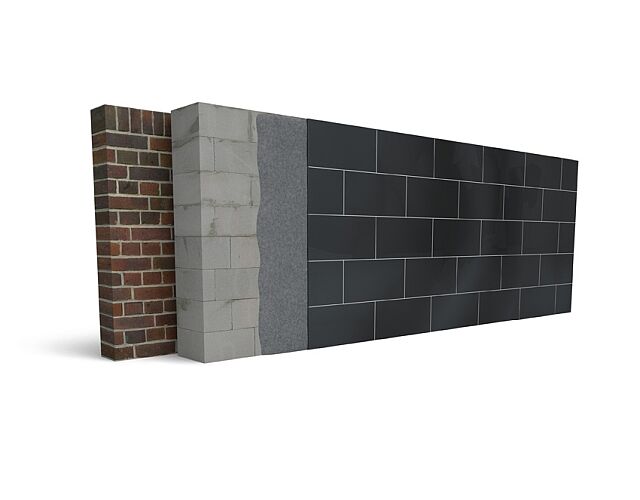 Wandconstructie: Klinker oud gebouw met luchtlaag