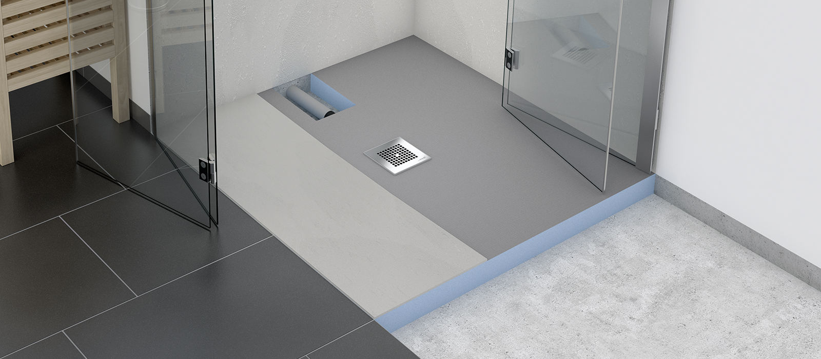 Constructing floor level showers